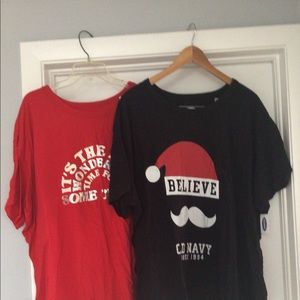 2 New Old Navy Santa Believe T Shirt & "The Most Wonderful Time for Some Cheer"